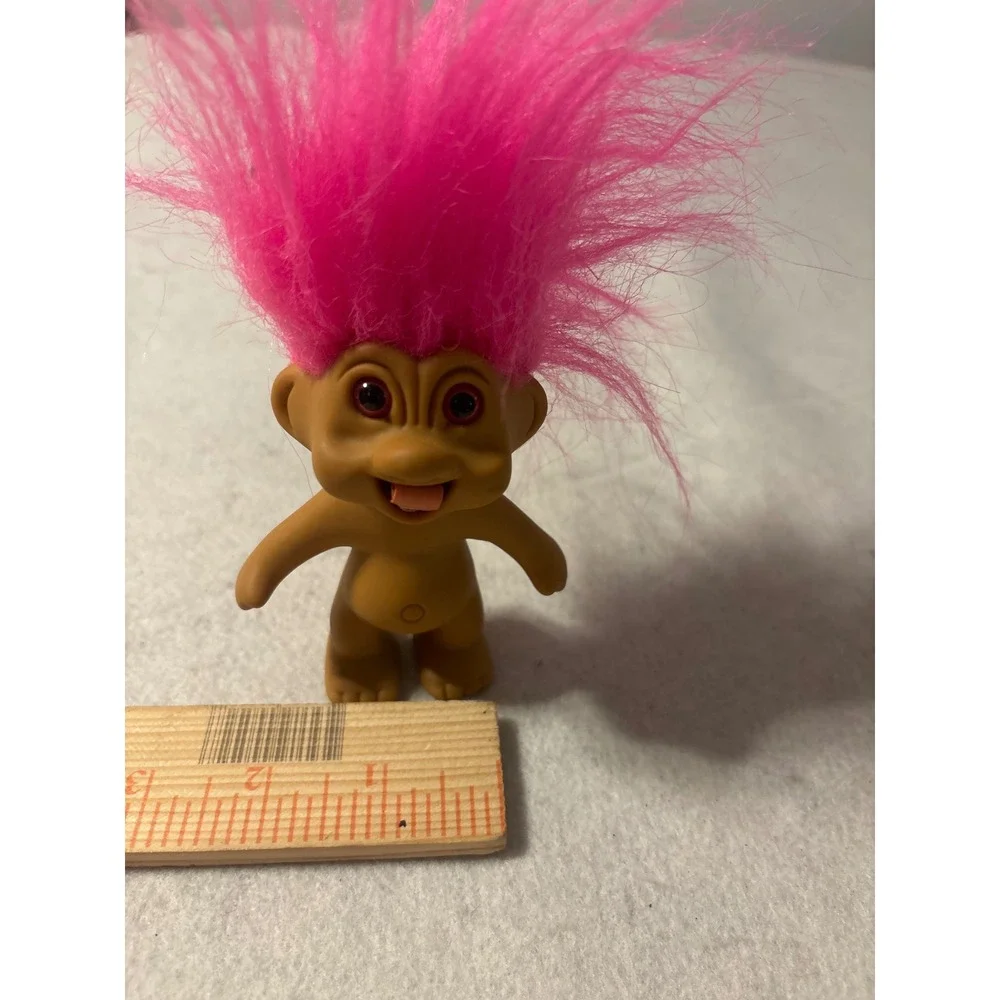 Vintage 1991 TNT Troll Doll Pink Hair Red Eyes Tongue Out 3 Inch Collectible Toy